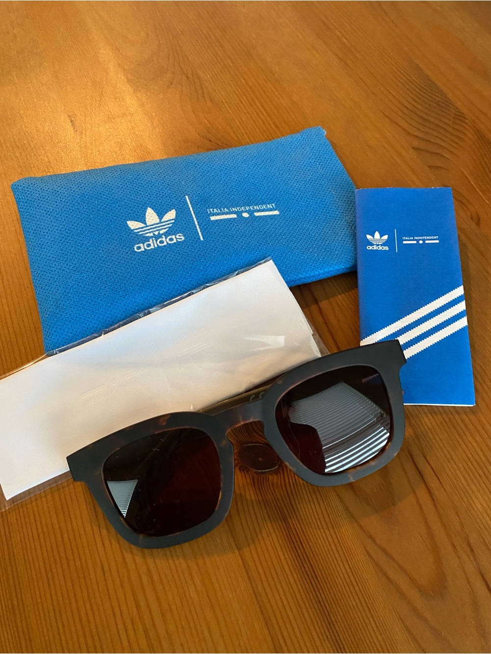 New adidas Brown Matte Tortoiseshell Square Sunglasses